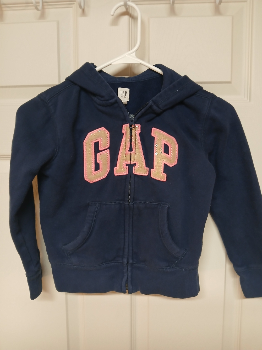 GAP Kids Navy Hoodie with Pink Logo